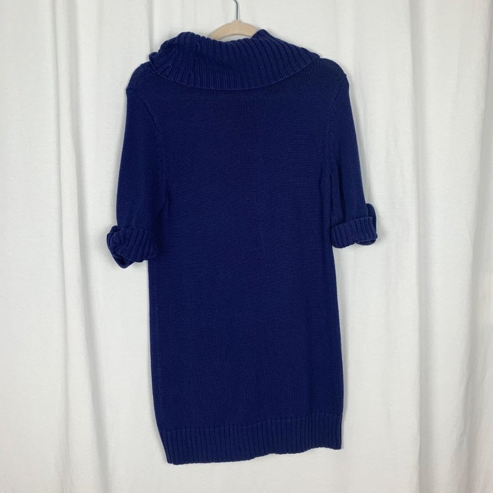 Athleta cowl-neck knit sweater tunic dress pocket rolled button sleeves - Picture 3 of 6